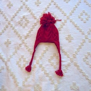 Banana Republic Orange sweater hat with pom pom and ties. Good condition